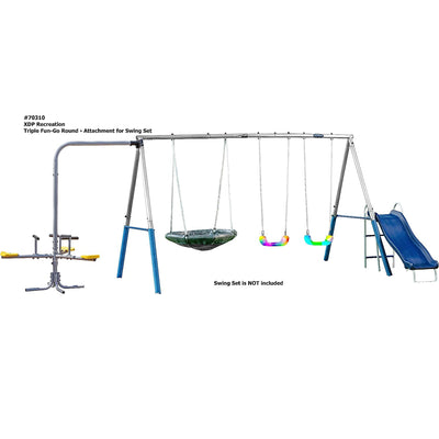 XDP Recreation All Star Playground Outdoor Swing Set and Triple Fun Go Round