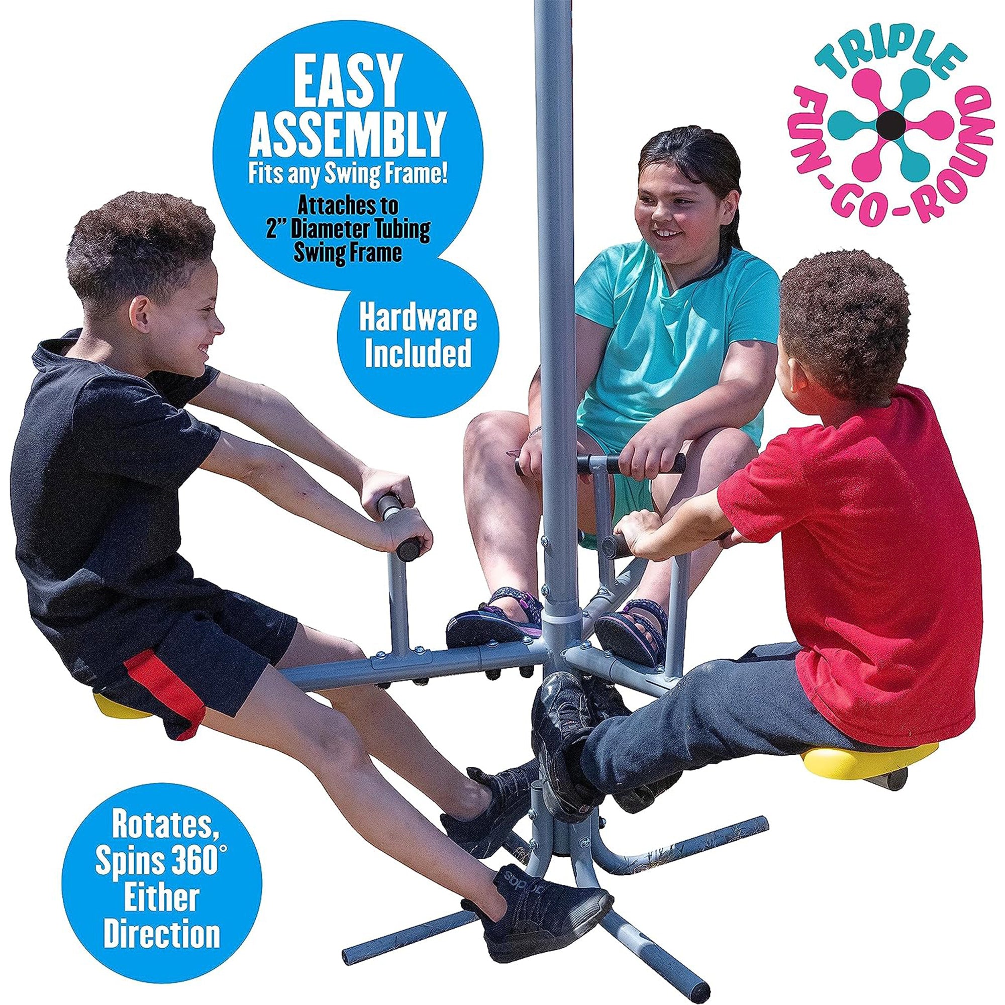 XDP Recreation All Star Playground Outdoor Swing Set and Triple Fun Go Round