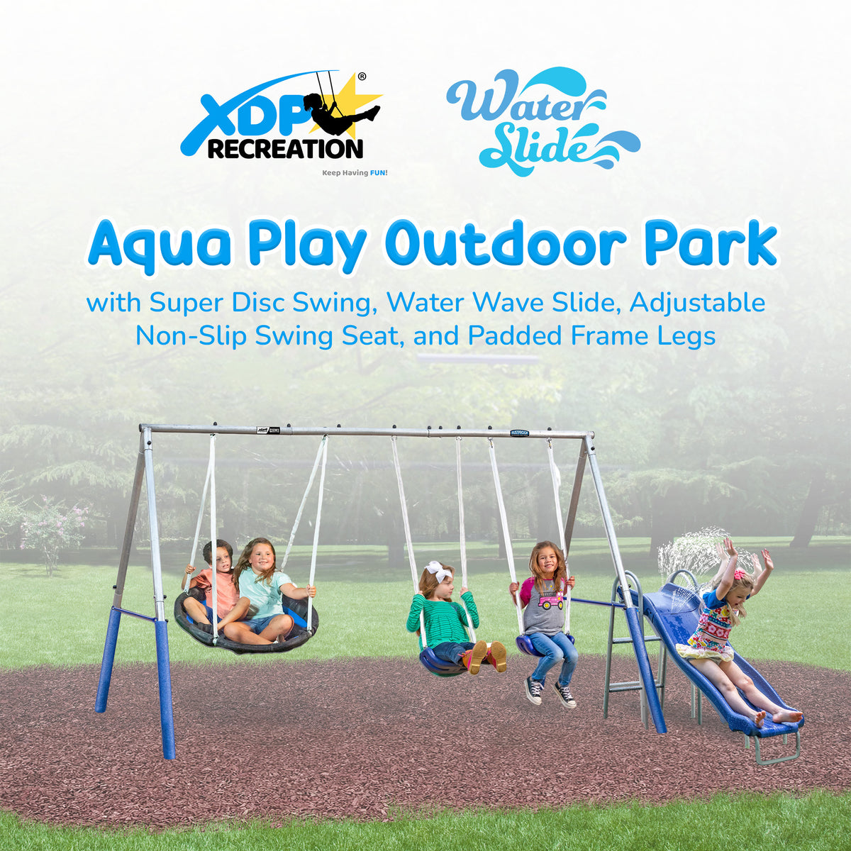 XDP Aqua Play Outdoor Park w/Super Disc Swing & Water Wave Slide (Used)