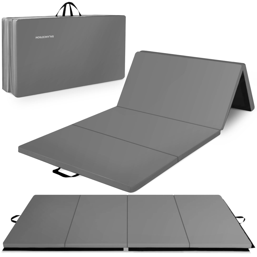 BalanceFrom GoGym 120x48in All Purpose Folding Gymnastics Mat, Gray (Open Box)