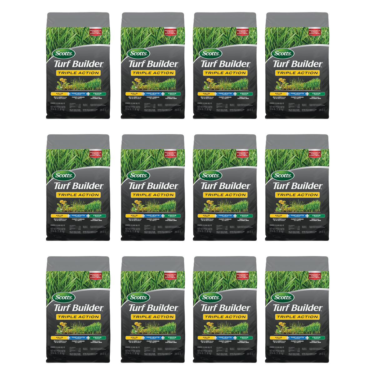 Scotts Turf Builder 3in1 Weed Slayer & Lawn Fertilizer for 12000 Sq Ft (12 Pack)