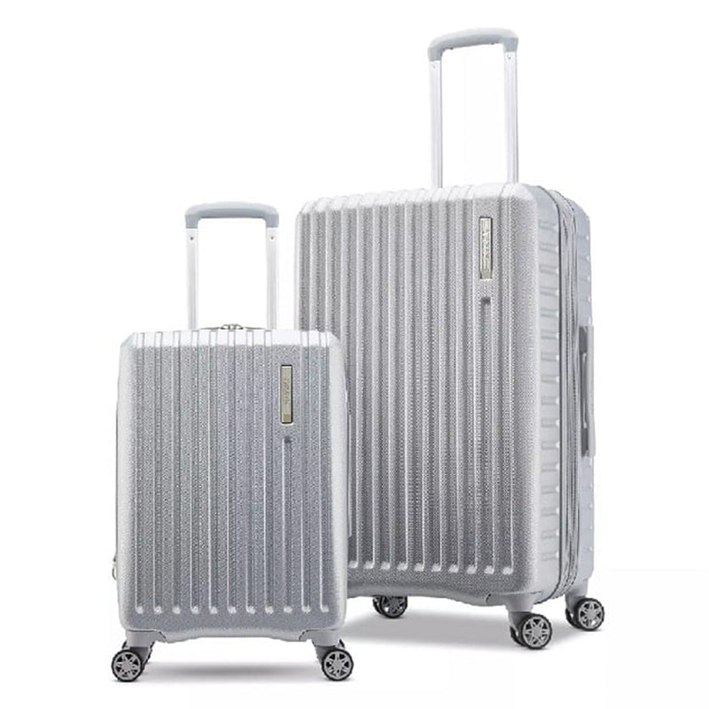 American Tourister Color Spin 2 Pcs Hardside Spinner Luggage Set, Silver (Used)