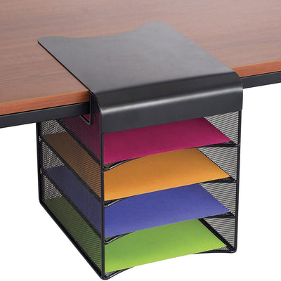Safco Onyx 4 Shelf Hanging Office Desk Storage Organizer Tray, Black (2 Pack)