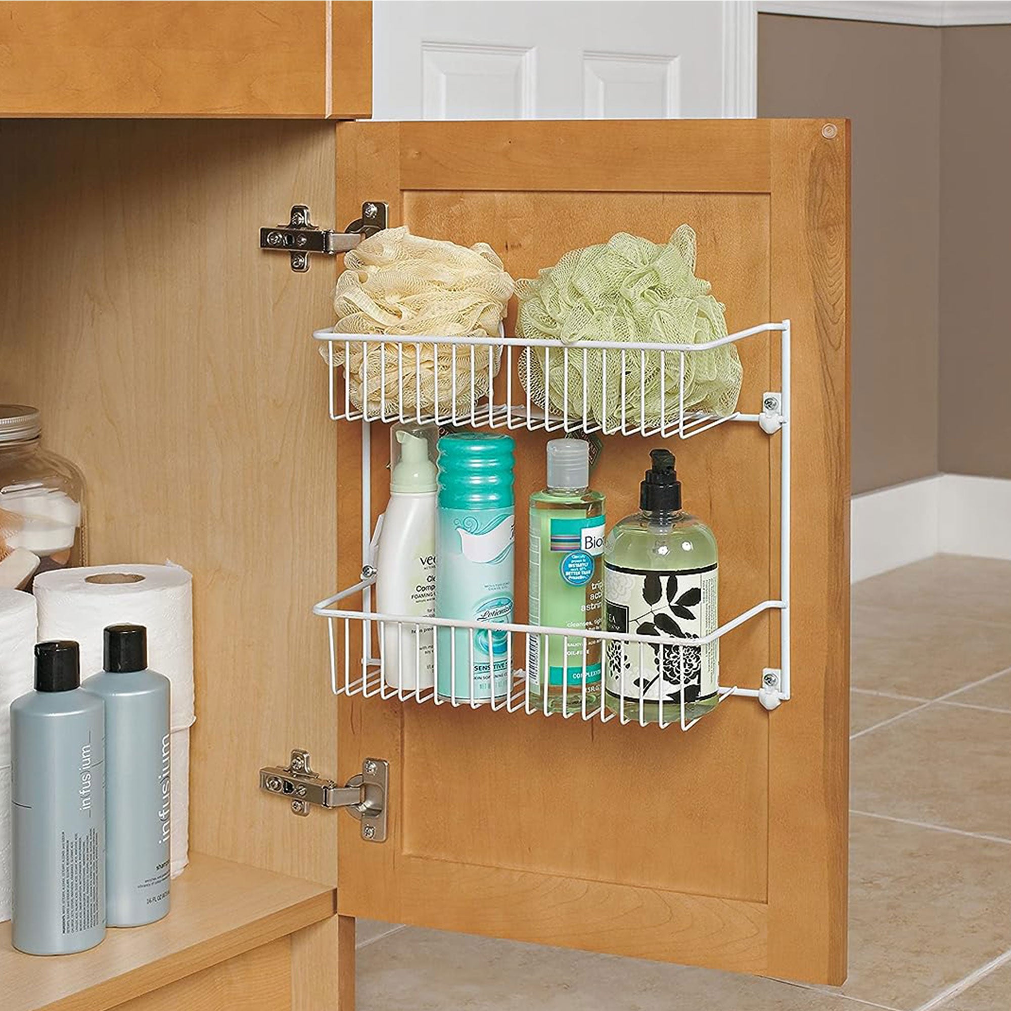 ClosetMaid 2 Tier Door or Wall Mount Rack Organizer for Home and Kitchen, White