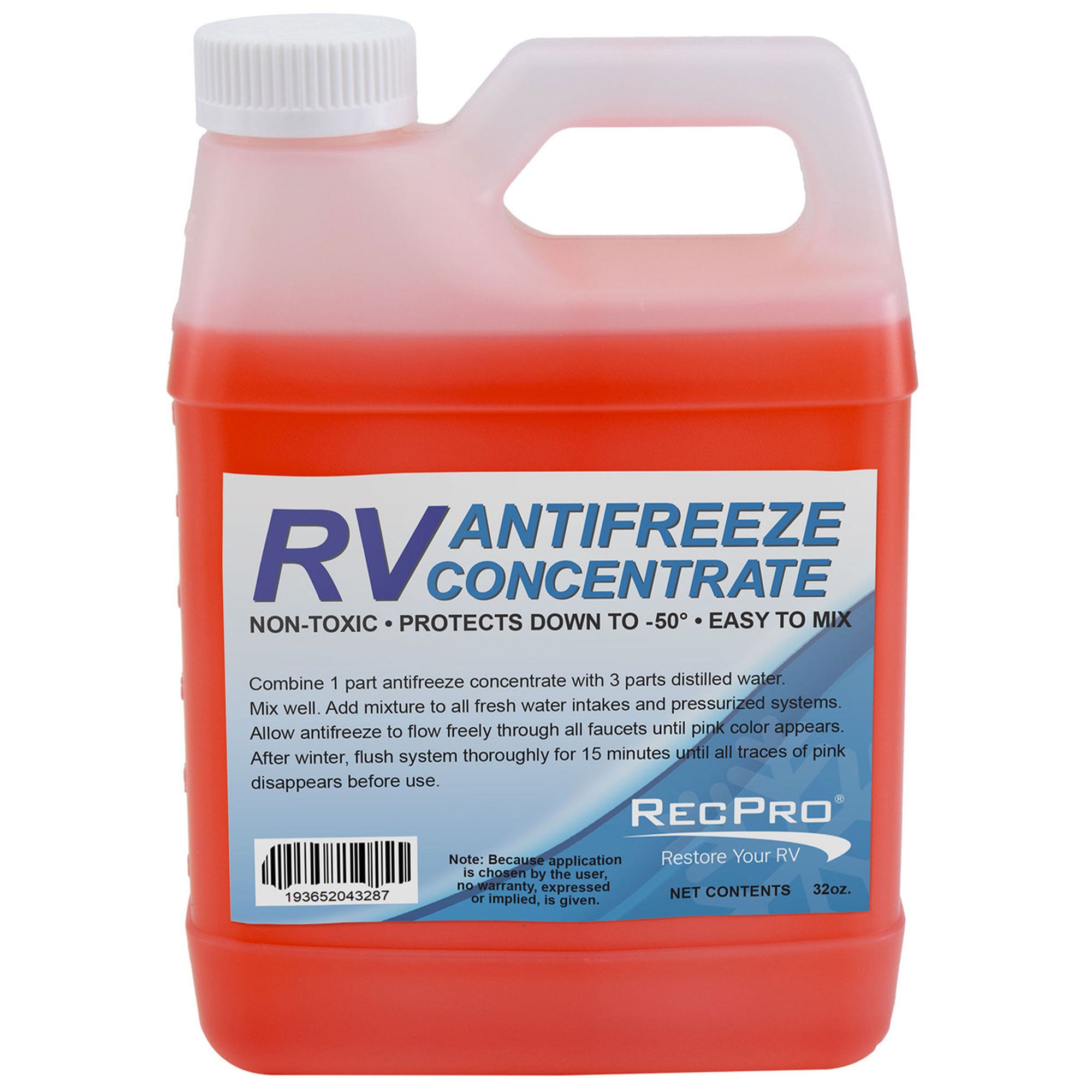 RecPro 32 Oz RV Antifreeze Concentrate Fluid for Winterizing Vehicles (3 Pack) - VMInnovations