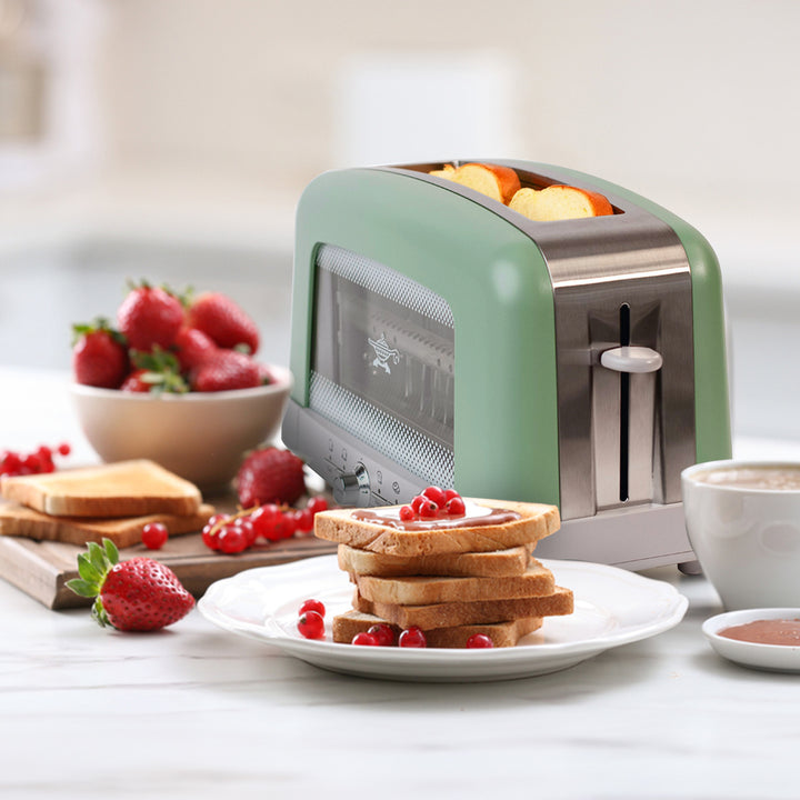 HeatMate Graphite Technology 7 Setting Pop Up Toaster w/3 Functions & Bagel Mode