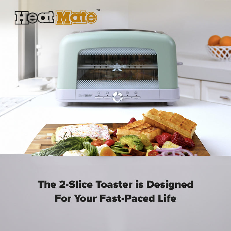 HeatMate Graphite Technology 7 Setting Pop Up Toaster w/3 Functions & Bagel Mode