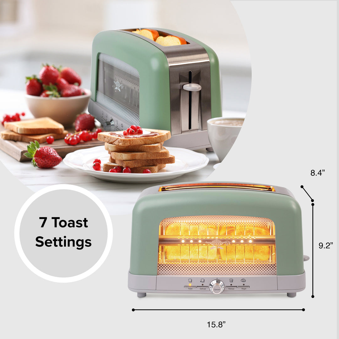 HeatMate Graphite Technology 7 Setting Pop Up Toaster w/3 Functions & Bagel Mode