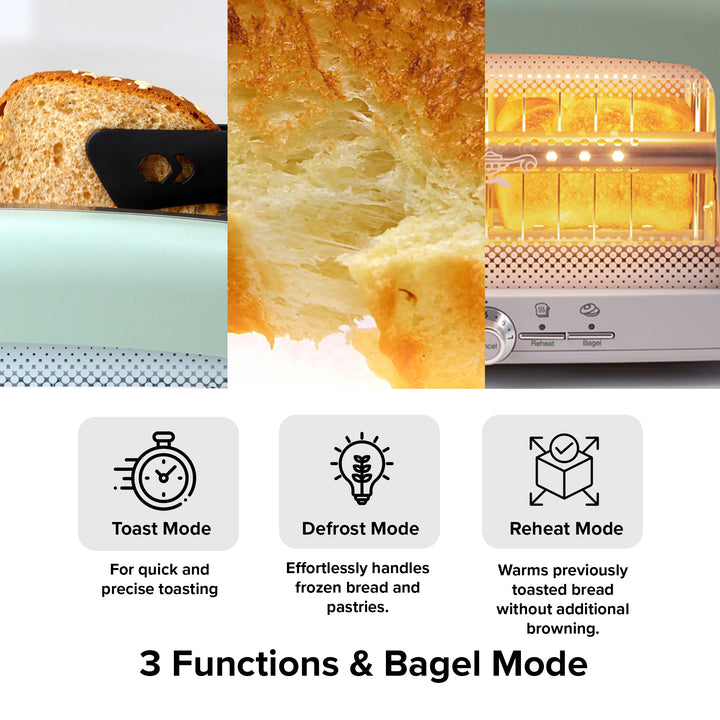 HeatMate Graphite Technology 7 Setting Pop Up Toaster w/3 Functions & Bagel Mode