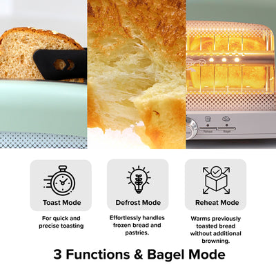 HeatMate Graphite Technology 7 Setting Pop Up Toaster w/3 Functions & Bagel Mode