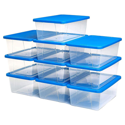 Homz Snaplock 6 Qt Stackable Plastic Storage Container w/Lid, Blue (20 Pack)
