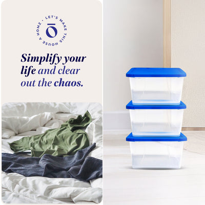 Homz Snaplock 6 Qt Stackable Plastic Storage Container w/Lid, Blue (20 Pack)