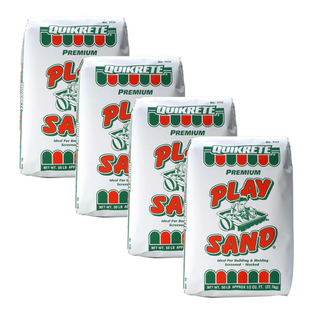QUIKRETE 50 Lbs Washed Play Sand for Sandbox, Landscaping or Litter Box (4 Pack)
