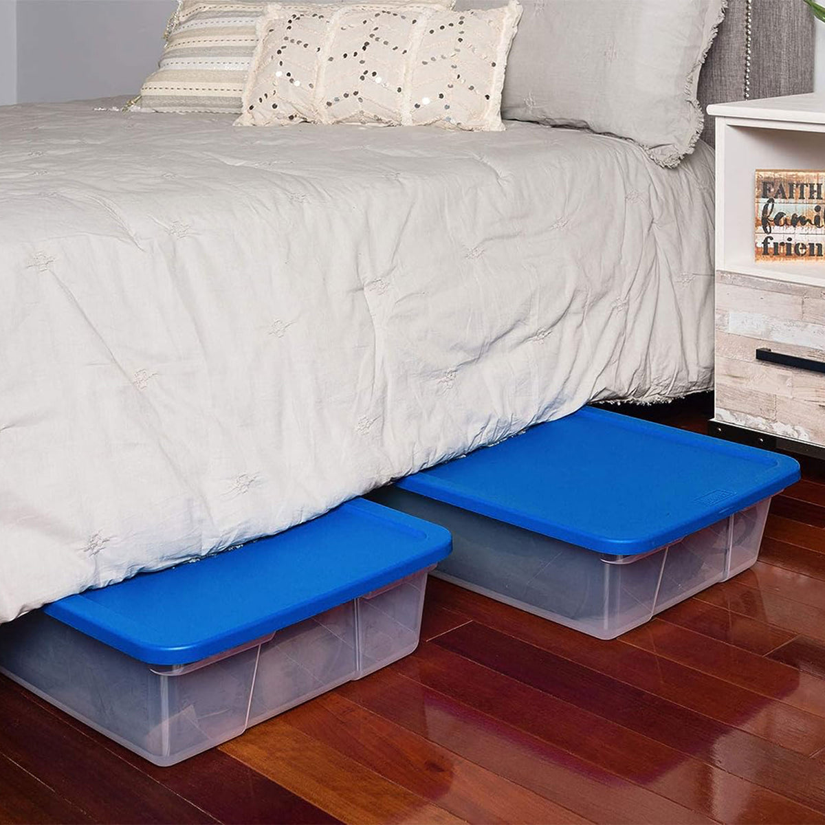 Homz 28 Qt Snaplock Clear Plastic Storage Container Bin , Blue (2pk) (Open Box)