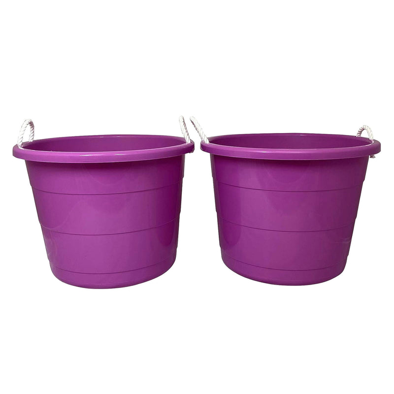 Homz 17 Gallon Indoor Outdoor Storage Bucket w/ Rope Handles, Orchid (4 Pack)