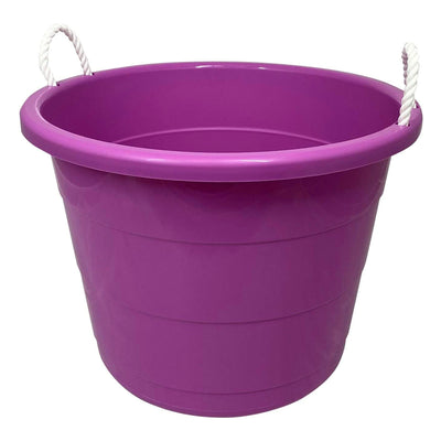 Homz 17 Gallon Indoor Outdoor Storage Bucket w/ Rope Handles, Orchid (4 Pack)