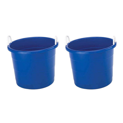 Homz 17 Gallon Indoor Outdoor Storage Bucket with Rope Handles, Blue (4 Pack)