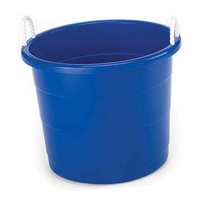 Homz 17 Gallon Indoor Outdoor Storage Bucket with Rope Handles, Blue (4 Pack)