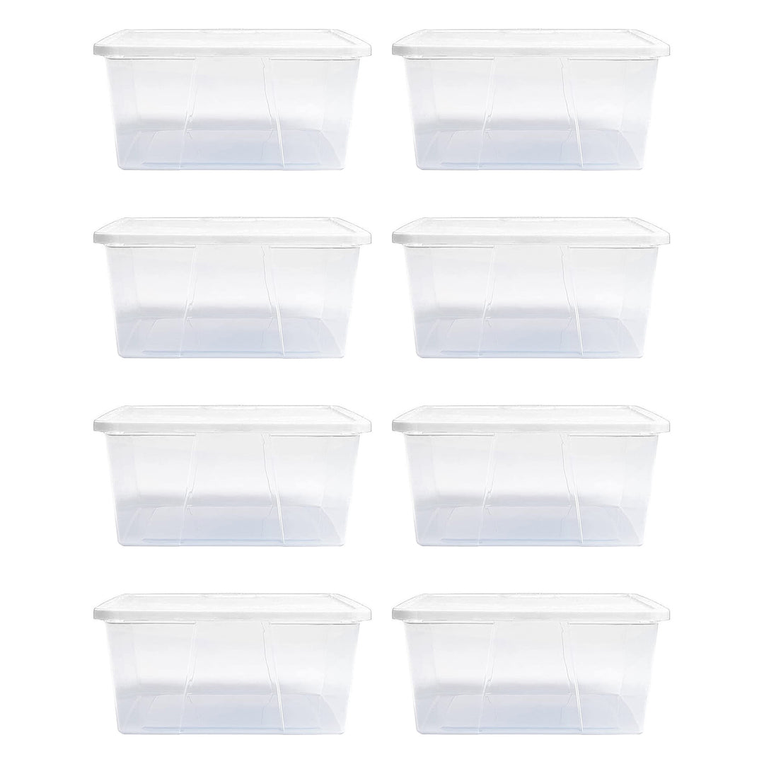 Homz 12 Qt Snaplock Clear Plastic Storage Container Bin with Secure Lid (8 Pack)