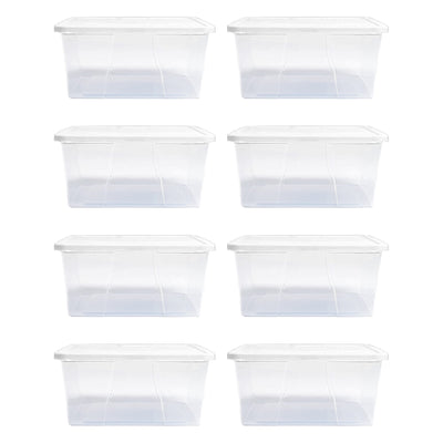 Homz 12 Qt Snaplock Clear Plastic Storage Container Bin with Secure Lid (8 Pack)