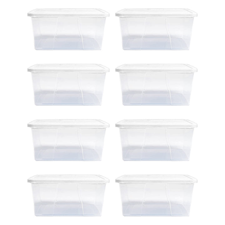 Homz 12 Qt Snaplock Clear Plastic Storage Container Bin with Secure Lid (8 Pack)