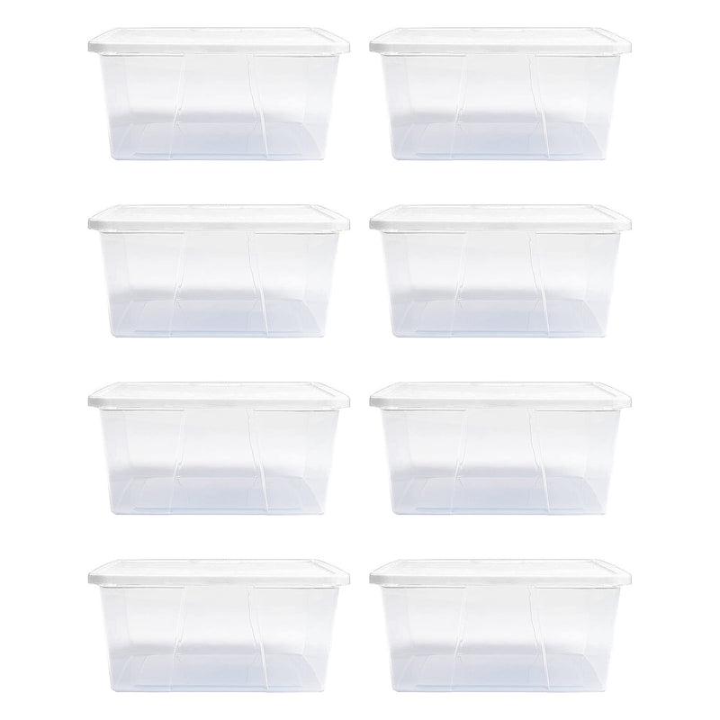 Homz 12 Qt Snaplock Clear Plastic Storage Container Bin with Secure Lid (8 Pack)