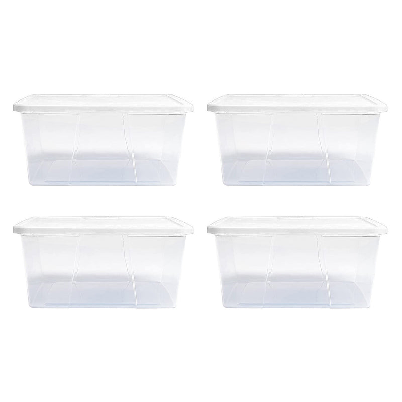 Homz 12 Qt Snaplock Clear Plastic Storage Bin with Secure Lid, 4 Pack (Used)