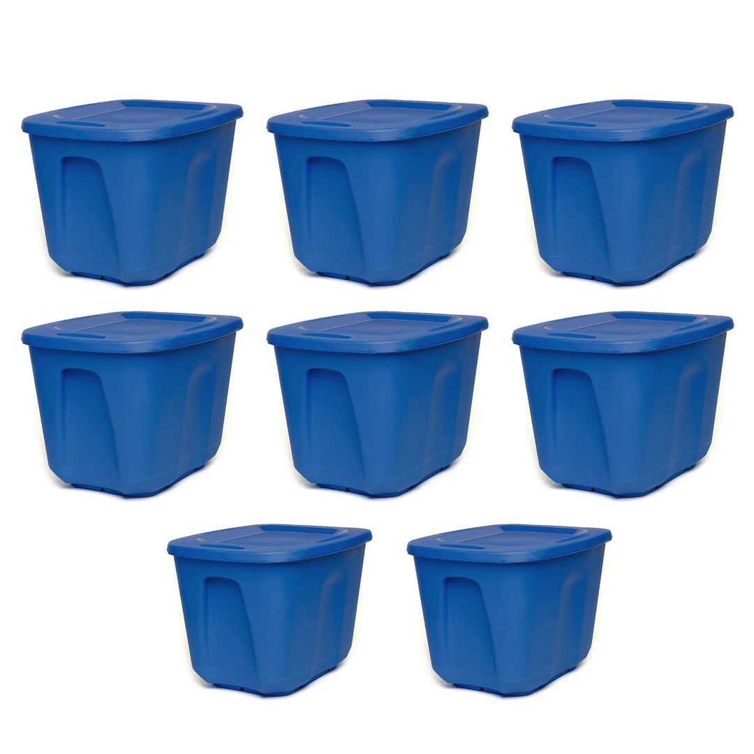 HOMZ 10 Gallon Heavy Duty Plastic Storage Container Bin, Capri Blue (8 Pack)