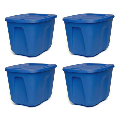 HOMZ 10 Gallon Heavy Duty Plastic Storage Container Bin, Capri Blue (8 Pack)
