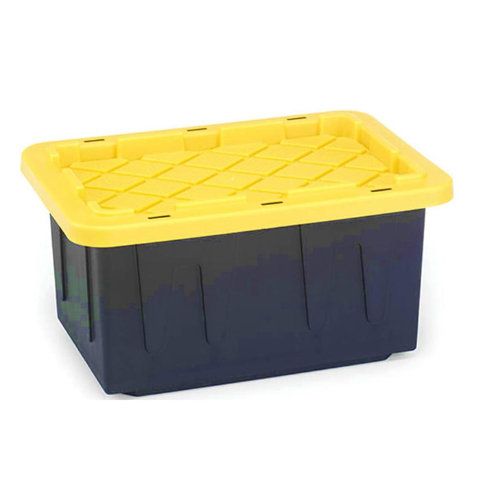 Homz 15 Gallon Durabilt Storage Container with Snap Lid, Black/Yellow (4 Pack)