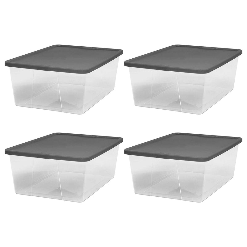 Homz 12 Qt Stackable Plastic Storage Container with Snaplock Lid, Gray (8 Pack)