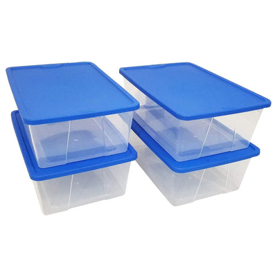 Homz 12 Qt Stackable Plastic Storage Container w/ Snaplock Lid, Blue (8 Pack)