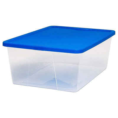 Homz 12 Qt Stackable Plastic Storage Container w/ Snaplock Lid, Blue (8 Pack)