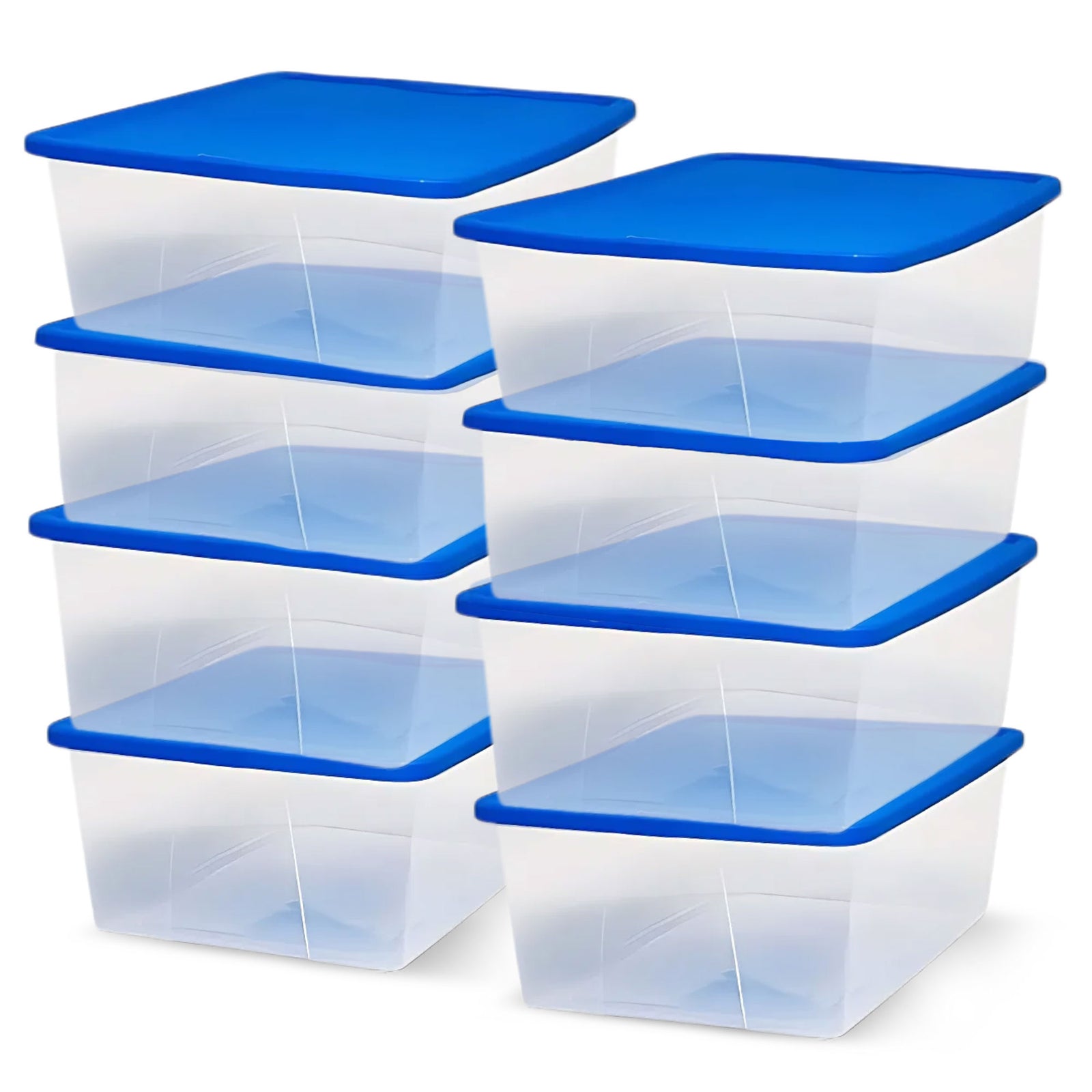 Homz 12 Qt Stackable Plastic Storage Container w/ Snaplock Lid, Blue (8 Pack) - VMInnovations