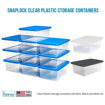 Homz Snaplock 41 Qt Stackable Plastic Storage Container w/Latching Lid (4 Pack)