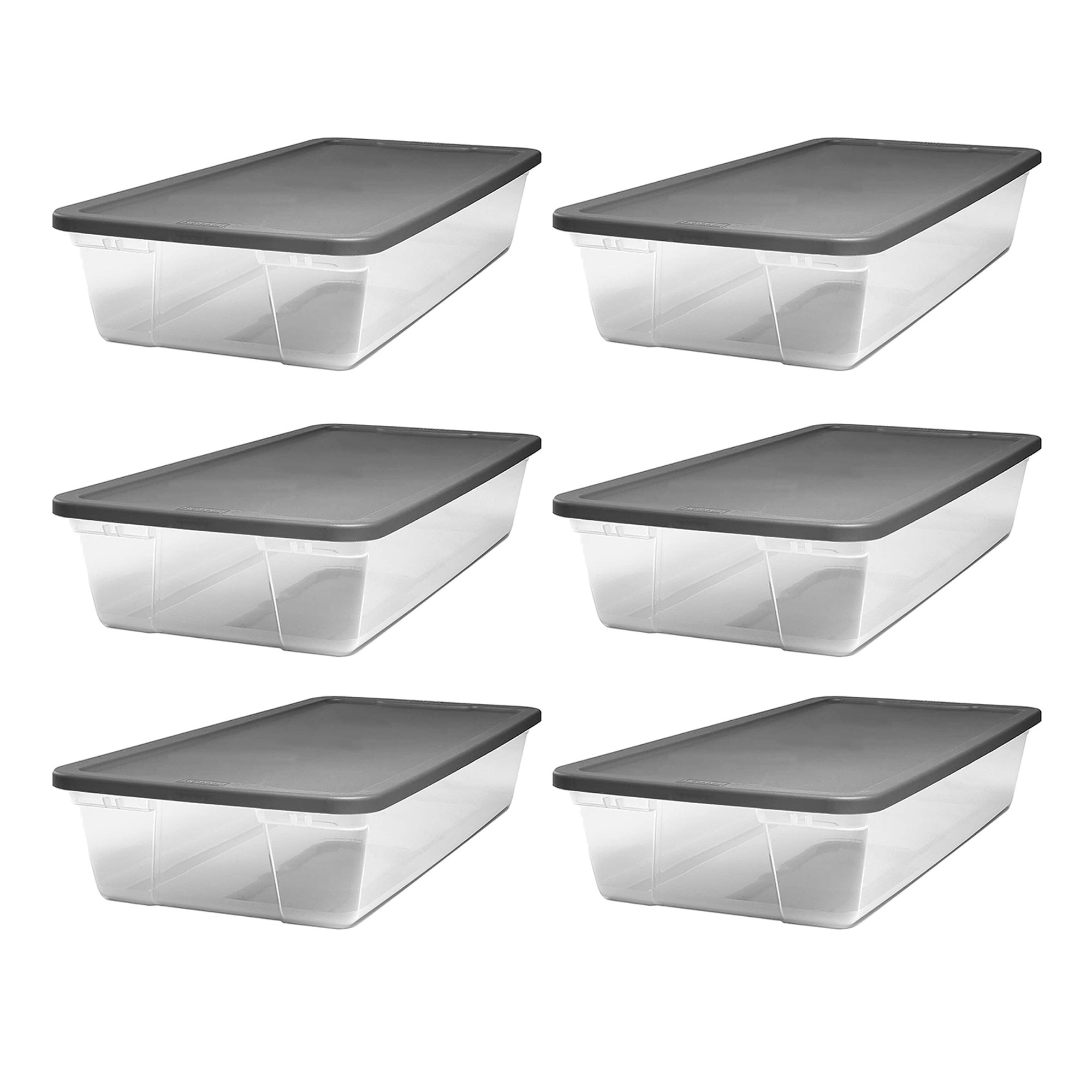 Homz 41 Quart Stackable Plastic Storage Containers with Latching Lid (6 Pack)