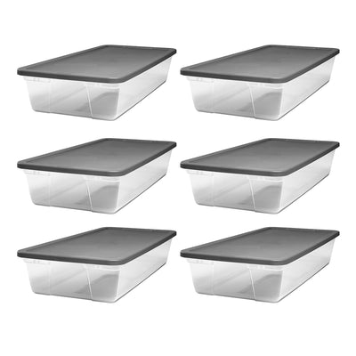 Homz 41 Quart Stackable Plastic Storage Containers with Latching Lid (6 Pack)