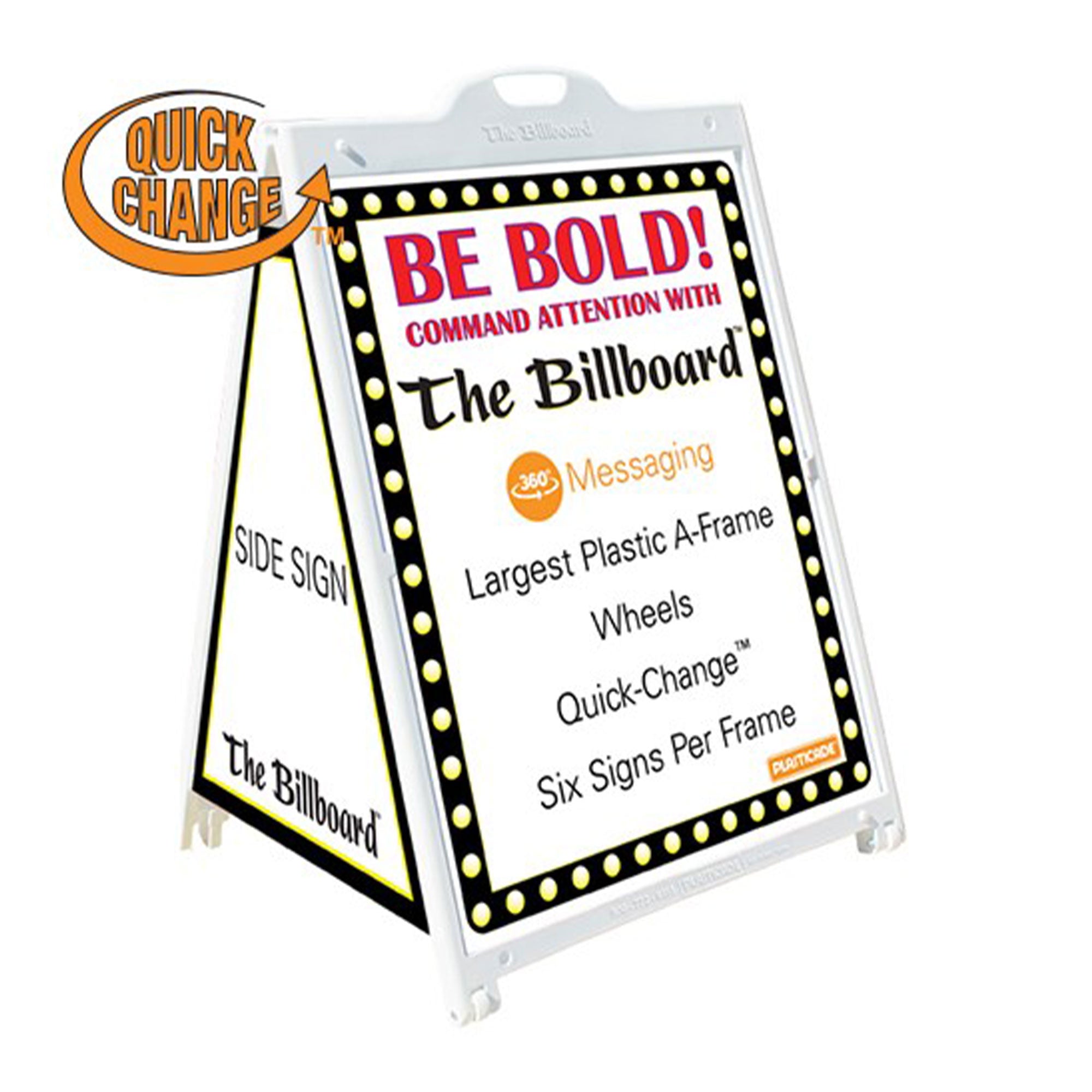 Plasticade The Billboard Large Outdoor Plastic Sign Frame with Handle, White - VMInnovations