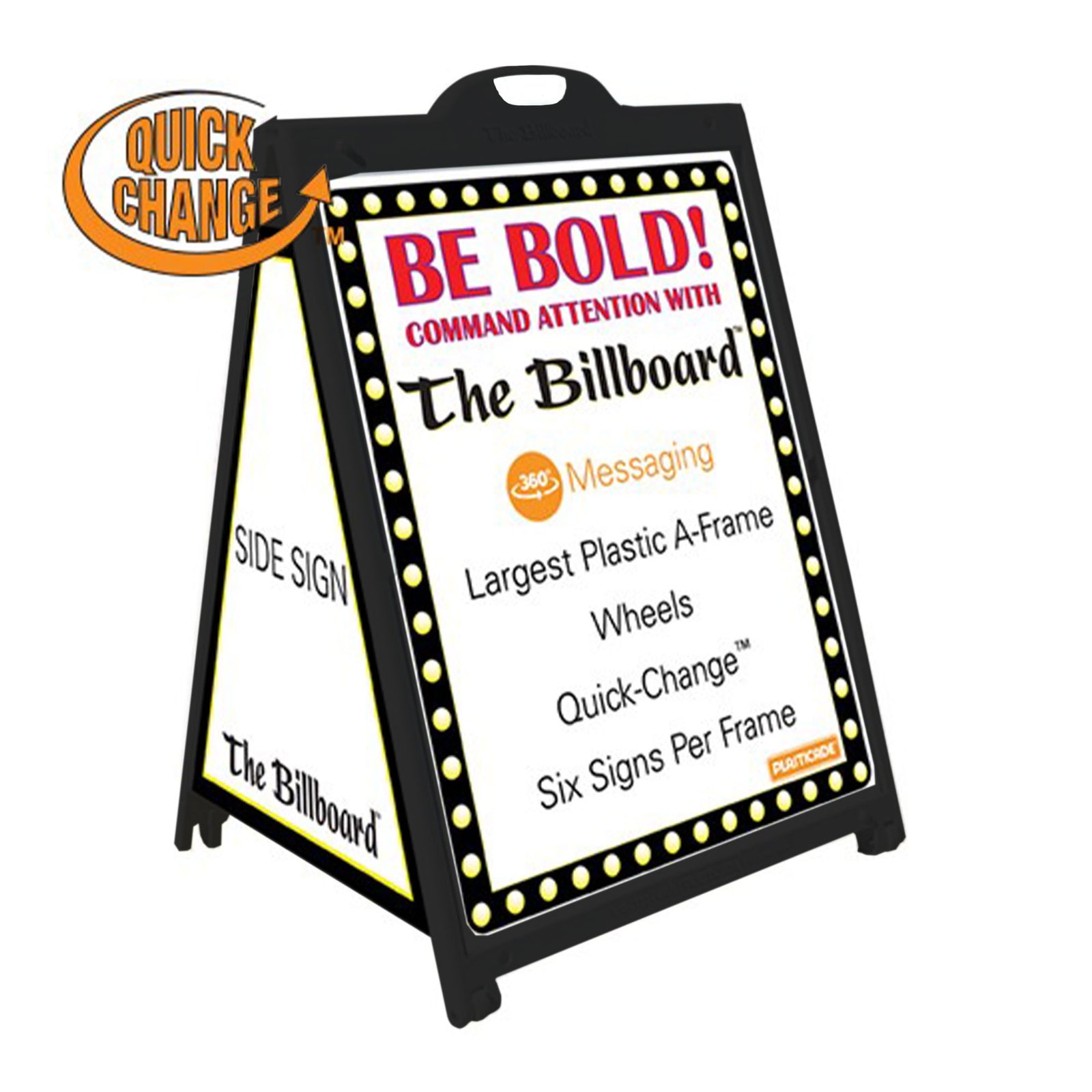 Plasticade The Billboard Large Outdoor Plastic Sign Frame with Handle, Black - VMInnovations