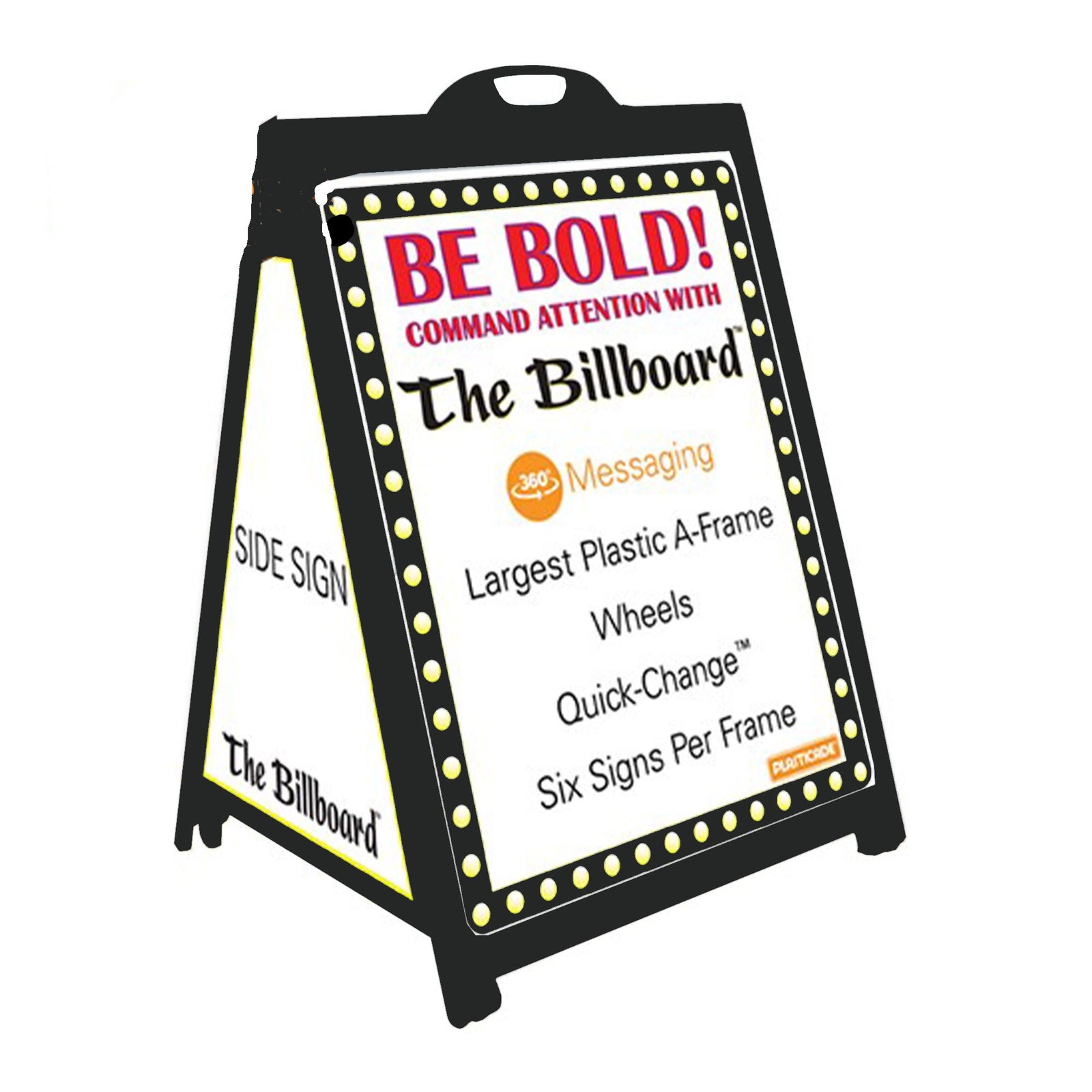 Plasticade The Billboard Large Outdoor Plastic Sign Frame with Handle, Black - VMInnovations