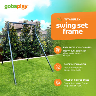 gobaplay Outdoor Frame Playground Equipment w/ 8' Extension & 39" Swing w/ Tent