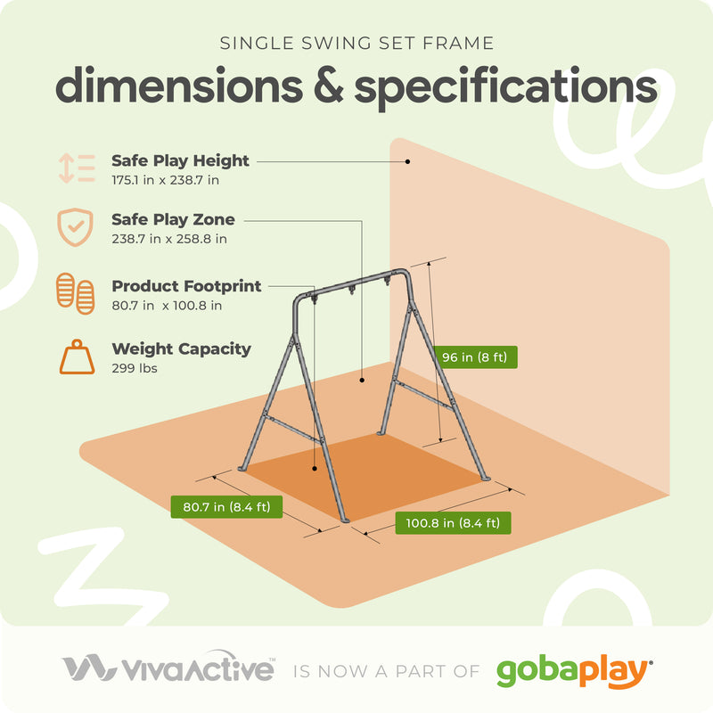 gobaplay Single Swing Set w/Support Bars for Tree Swing, Frame Only (Used)