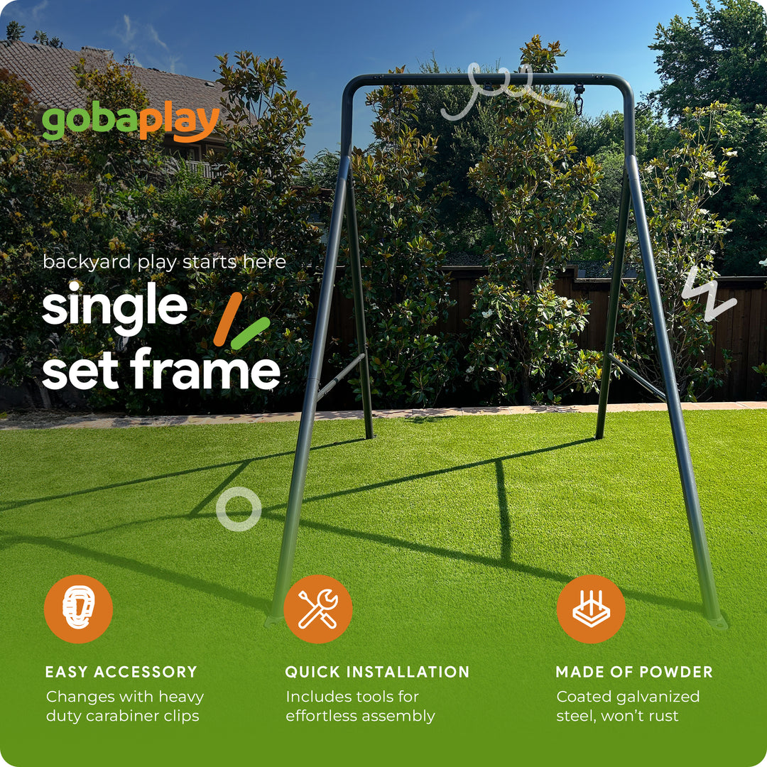 gobaplay Outdoor Swing Set Frame & gobaplay Round Swing & gobaplay Hanging Tent