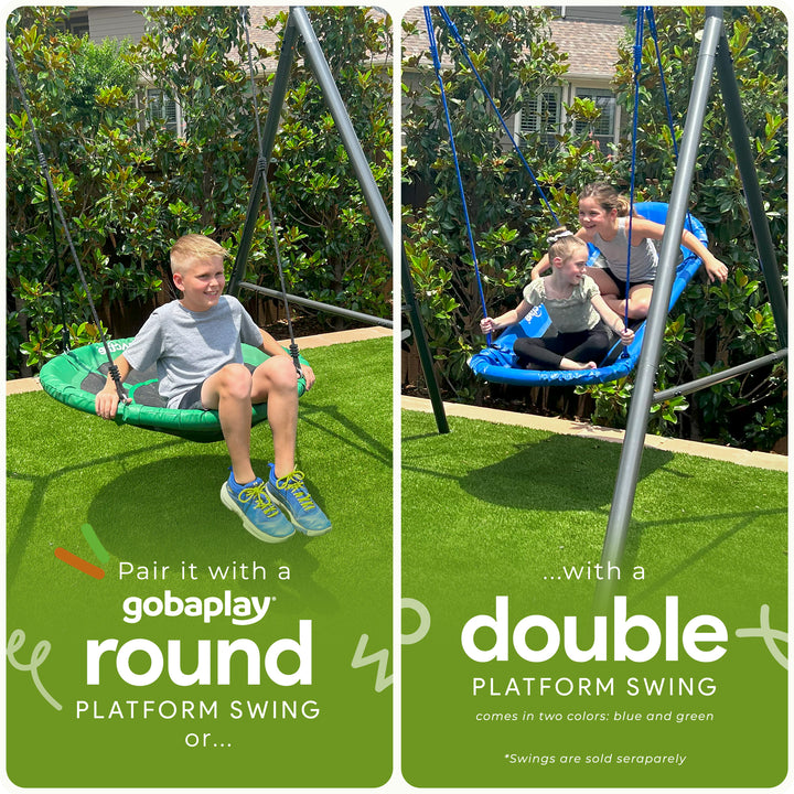 gobaplay Outdoor Swing Set Frame with Bars & gobaplay Boat Swing Platform Saucer