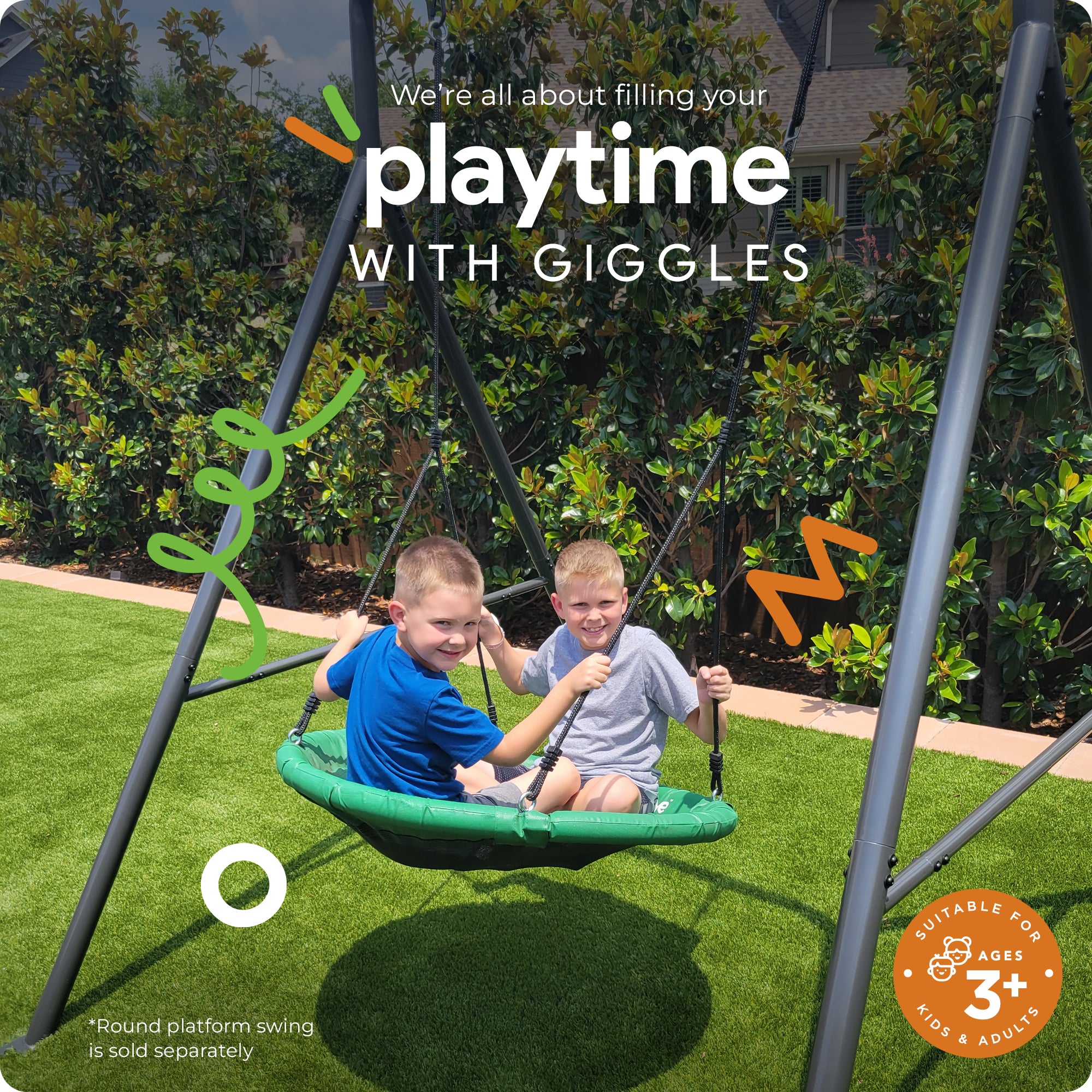 gobaplay Single Swing Set w/Support Bars for Tree Swing, Frame Only (Used) - VMInnovations