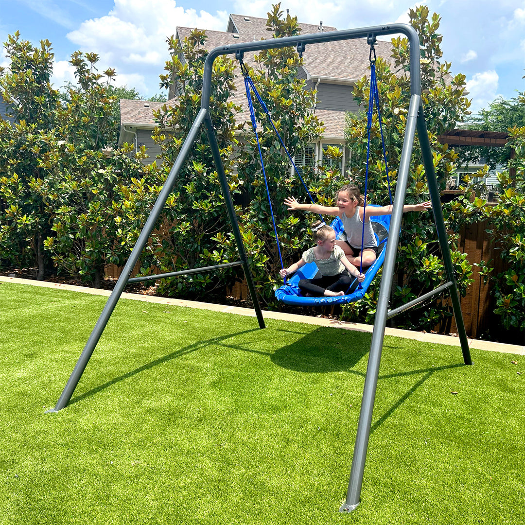 gobaplay Outdoor Swing Set Frame with Bars & gobaplay Boat Swing Platform Saucer