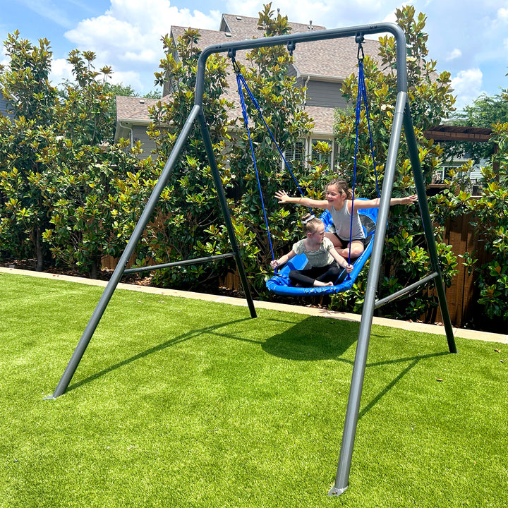 gobaplay Outdoor Swing Set Frame with Bars & gobaplay Boat Swing Platform Saucer