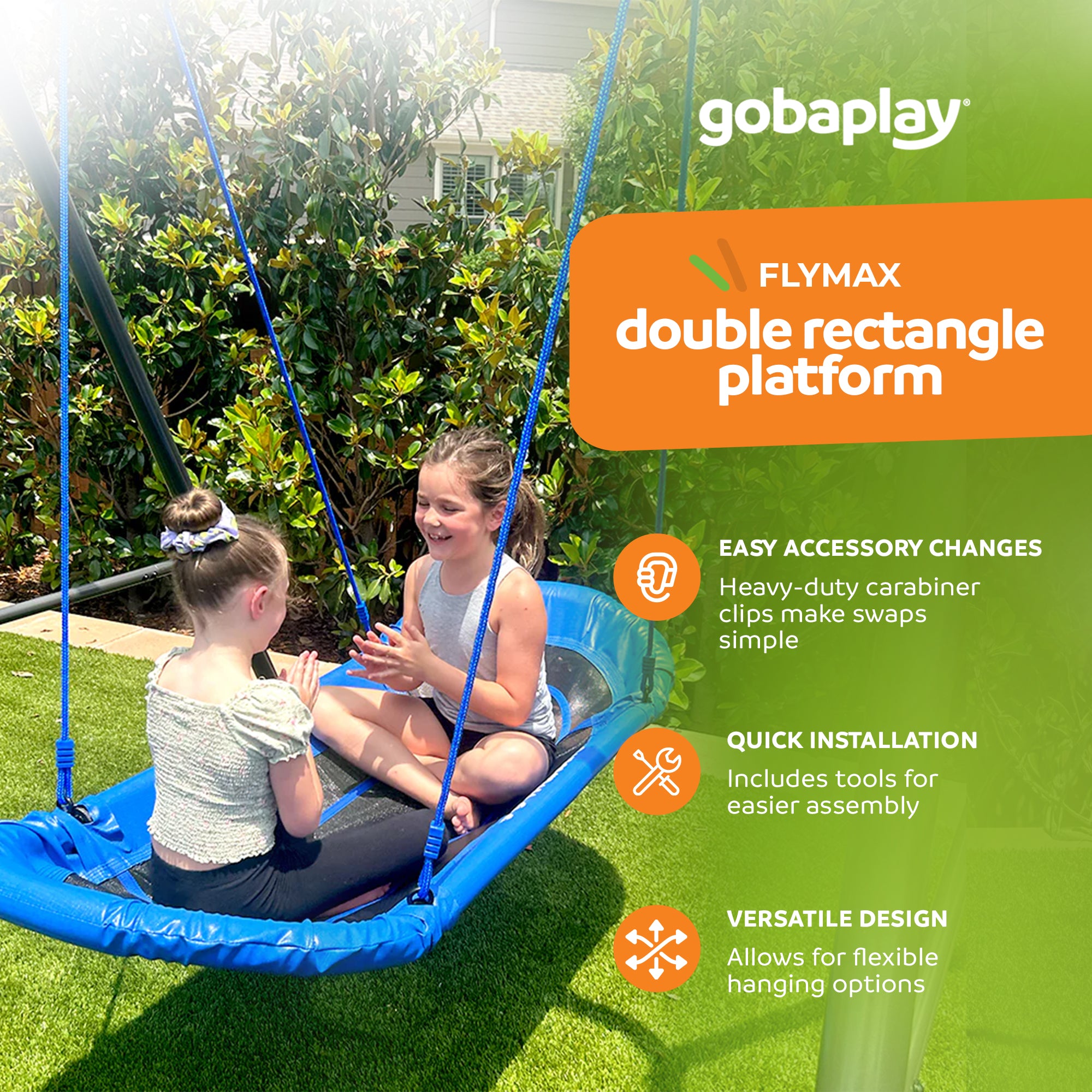 gobaplay Rectangle Swing, 65” x 26” Double Platform, Swingset Frame Not Included - VMInnovations