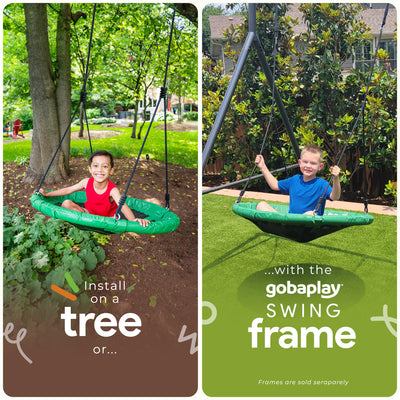 gobaplay Platform Tree Swing with Adjustable Polyethylene Rope, Green (Open Box) - VMInnovations