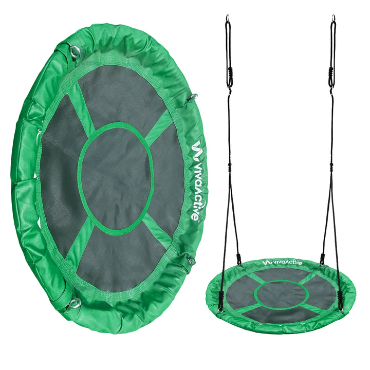 gobaplay FlyMax Saucer Tree Swing, 40" Round Outdoor Platform Saucer Seat, Green